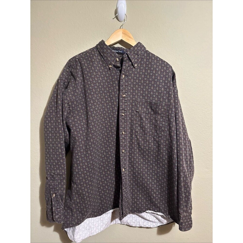 Gant Chelsea Twill Shirt Mens XL Multicolor Micro Paisley Long Sleeve Button